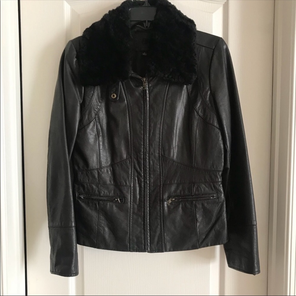 Banana Republic Black Leather Bomber Jacket